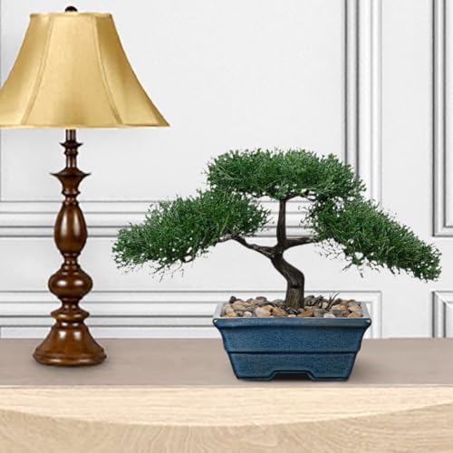 Artificial Bonsai Tree Juniper Faux Plants Indoor Fake Plants Decor with Blue Ceramic Pots for Home Table Office Desk Bathroom Shelf Bedroom Living Room Farmhouse Decorations-Pine - Image 4