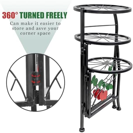 N.B.Y. 3 Tier Metal Plant Stand Indoor Outdoor Fold Waterproof Flower Plant Fit For Garden Balcony Patio Living Room Balcony Office Yard - Image 3