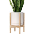 D'vine Dev Ceramic Pot with Natural Wood Stand, Oatmeal, 10 in, 55-B-K-8 by DvineDevPlanterPotsandStand