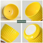 Ceramic Planters,Yellow Plant Pots with Drainage Holes and Saucers Set of 3 - Image 5