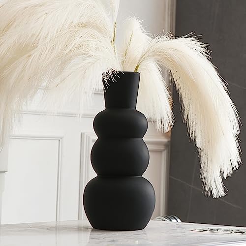 Black Ceramic Vase, Modern Matte Clay - Image 4