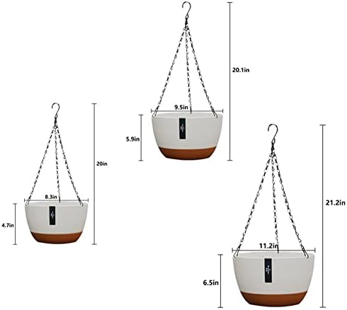 3 Pack Hanging Planters, 11.4 Inch Plastic Hanging Flower Pot Plant Basket with Drainage Holes, Self-Watering Hanging Flower Plant Pots with Removable Tray for Indoor Outdoor Plants - Image 7