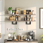 HOOBRO Floating Shelves, 15 Inch Wall Shelf Set of 2, Wall Mounted Storage Shelves 2-Tier, Hanging Bathroom Shelves, for Living Room, Bedroom, Bathroom, Kitchen, Greige BG32BJ01 - Image 5