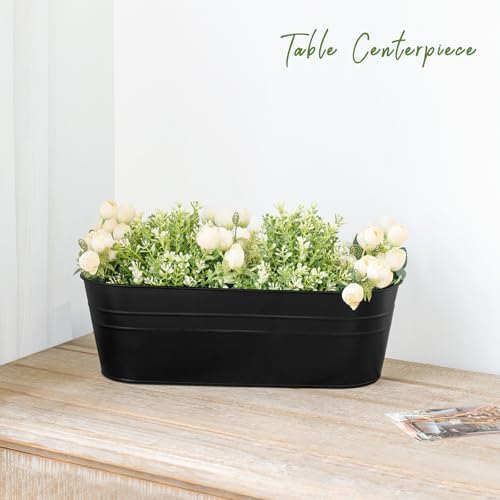 Dahey 15 Inches Railing Planter Box 4 Pcs Metal Hanging Flower Pots, Black - Image 7