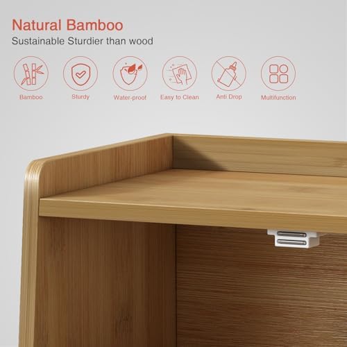 Goozii Wood Bread Box for Kithcen Countertop, Rustic Breadox Storage Container for Homemade Bread, Small Compact Bread Keeper Holder Organizer with Window (Natural Bamboo) - Image 7
