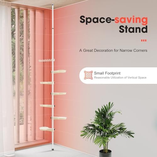7-Layer Tension Pole Plant Stand, Indoor Decorative Display Rack Stands, Open Frame Design, Adjustable, Floor To Ceiling, For Displaying Flowers And Potted Plants, Storing Cosmetics - Image 4