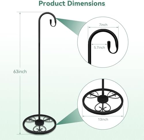 63" Adjustable Shepherds Hooks Stand for Wind Chimes, Hummingbird Feeders, Lanterns, Hanging Plant Stand Indoor Outdoor Patio Garden - Image 7