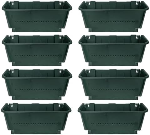Self-Watering Wall Mounted Planter Set, Indoor and Outdoor Vertical Planter, Stackable Wall Mounted, for Balcony Decoration (Blackish Green 8 Pack) by Unknown