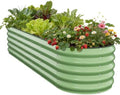 Pattiumo Galvanized Raised Garden Bed 8x2x1.5 FT, Oval Metal Raised Garden Bed Outdoor Planter Box with Open Bottom, Rust-Resistant Steel Garden Bed for Vegetables Herbs Flowers, Easy Assembly by Pattiumo