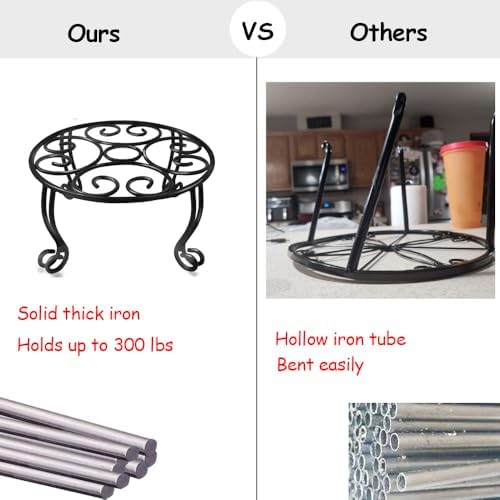 Metal Outdoor Plant Stand 11.8IN Diameter Heavy Duty Plant Pot Stands for Indoor Round Flower Pot Support Rack Set of 2,Black - Image 3