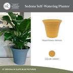 The HC Companies Sedona Self-Watering Planter Pot, 12 Inch, Honey, 2-Pack - Image 2