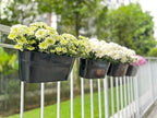 LaLaGreen Outdoor Plants Rail Planter (11.2 Inch, 8 Pack) Black Metal Iron Hanging Flower Pots Deck Railings Fence Buckets Modern Garden Boho Style Wall Mount Window Box Plant Holder Hooks Porch Decor - Image 2
