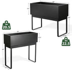 Worth Set of 2 Raised Metal Planter Box with Legs, Large & Small Matte Black Galvanized Steel Elevated Garden Beds with Drainage Hole & Plug for Vegetables, Flowers & Herbs, Indoor & Outdoor Use - Image 4