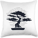 Bonsai Tree Plant Tools Care Kit Set Gifts Ideas Logo Emblem Pots Penjing Indoor Bonsai Throw Pillow, 18x18, Multicolor by Unknown