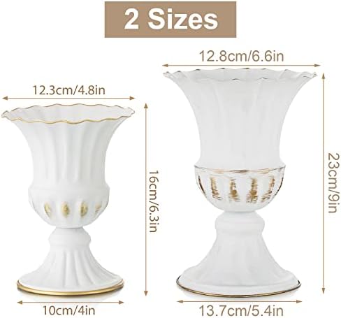 Sziqiqi White Metal Vase for Centerpiece, Table Flower Arrangements, 10Pcs - Image 4