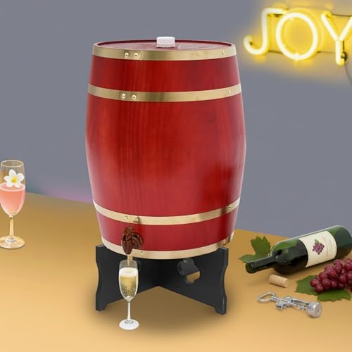 Wine Barrel, 7.93 Gal Wooden Whiskey Barrel with Stand & Spigot – Premium Pine Wood Liquor Dispenser for Home Brewing, Aging, Decor, Bourbon Barrel Style (Tawny, 30L) - Image 2