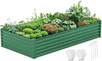 DWVO 8 x 4 x 1.5 FT Raised Garden Bed Kit, Outdoor Galvanized Flower Bed with Safety Rubber and Gloves, Large Metal Planter Box for Vegetables, Flowers, Herbs, Fruits, Green by DWVO