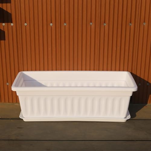 Window Box Planter for Outdoor & Indoor, Rectangular Flower Pot with Drainage Hole and Tray, Decorative Garden Planter Box for Windowsill Balcony Railing Garden and Patio (Multicolors, 3pc) - Image 2
