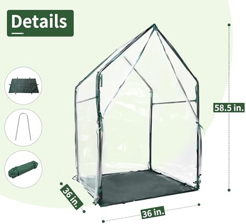 PROWORX Mini Greenhouse 36"x36"x58.5" Plant Cover Tent Seed Starting Waterproof Floor Mat Small Plant Tent for Use on Patio Balcony Porch & Indoors/Outdoors - Image 2