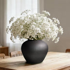 GeLive Black Ceramic Vase 7 Inch Round Farmhouse Rustic Flower Vase for Fresh/Dried Plants Table Centerpiece Minimalist Home Decor Handmade Pottery Planter Pot by GeLive