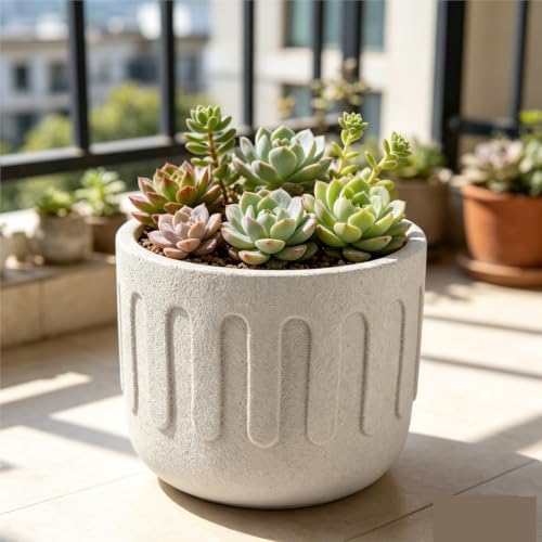 yeyo Elegant Nordic Minimalist Cement Flower Pot Light Luxury Decor Creative and Unique Succulent Plants for Balcony(15x13cm) - Image 3