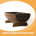 Kisangel Wooden Half Barrel Planter Large Garden Planter Pot for Indoor Outdoor Plants with Drainage 37x23.5x12.5cm - Image 7