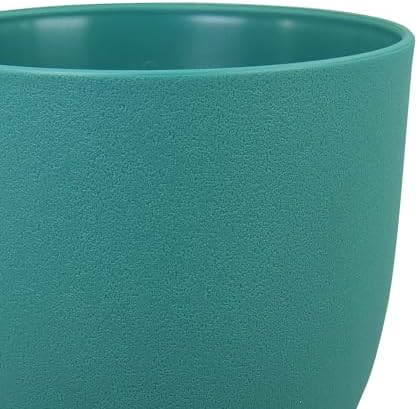 WSMKSZ Large Flower Pots 12/10/9 inch, Set of 3 Modern Decorative Plastic Planters with Drainage Holes and Saucers for House Plants, Plant Pots for Indoor Outdoor Plants, Blue Green - Image 5