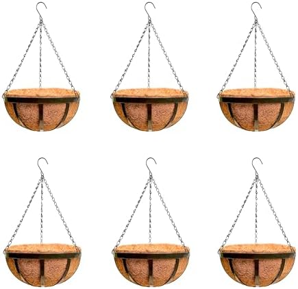 LaLaGreen Boho Hanging Baskets (10 in, 6 Pack) Black Metal Garden Pots by L%C3%A1L%C3%A1Green