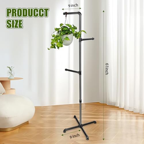 Hanging Plant Stand Indoor, Black Metal Plant Holder, 61 Inch - Image 2