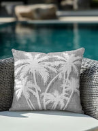 Throw Pillow 16x16 Inch, Coastal Palm Tree Waterproof Outdoor Pillow Covers for Patio with Insert, Tropical Plants Botanical Vintage Gray Decorative Pillowcase Cushion for Couch, Sofa, Bed, Garden - Image 4