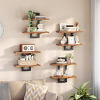 HOOBRO Floating Shelves, 15 Inch Wall Shelf Set of 4, Wall Mounted Storage Shelves 2-Tier, Hanging Bathroom Shelves, for Living Room, Bedroom, Bathroom, Kitchen, Rustic Brown and Black BF32BJP401 by HOOBRO