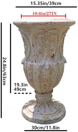 VISIBLE Vintage European Large Garden Urn Planter, Cement and Fiber Flower Pot, Decorative, 24.8 Inche Tall, Make Rust Finished, Wrap Foam Safely Delivered from Local Warehouse (Vintage, Large) - Image 2