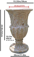VISIBLE Vintage European Large Garden Urn Planter, Cement and Fiber Flower Pot, Decorative, 24.8 Inche Tall, Make Rust Finished, Wrap Foam Safely Delivered from Local Warehouse (Vintage, Large) - Image 2
