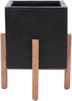 SAFAVIEH Outdoor Collection Borsla Natural/Black Concrete Planter by Unknown