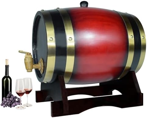 1.5L Whiskey Barrel Dispenser Oak Aging Barrels Home Whiskey Barrel Decanter for Wine, Spirits, Beer, and Liquor (Red Wine) by Aimee_JL