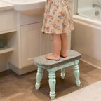 dwellington Farmhouse Wooden Plant Stand - Rustic Solid Wood Design, 300lb Capacity, Sturdy Step Stool for Kids, Kitchen, Bathroom, Vintage Home Decor(Green) - Image 2