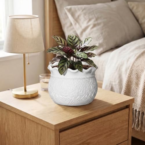 Ceramic Flower Pots, 6 Inch Plant Pot for Indoor Plants, White - Image 6