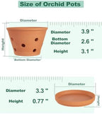 vensovo 4 Inch Terracotta Orchid Pots with Holes and Saucers - 6 Pack Clay Orchid Planter Pots for Repotting, Breathable Flower Pots for Indoor Outdoor, Promotes Air Circulation & Healthy Roots - Image 2