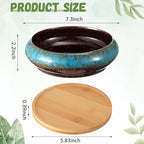 2 Pcs 7.3'' Shallow Succulent Planters Pots, Blue - Image 2
