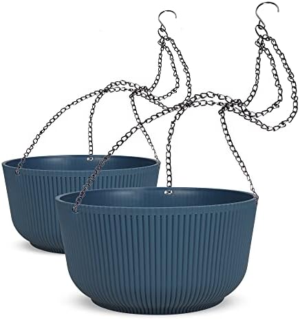 Dexceder 11.2 Inch Self Watering Hanging Planter (2 Pack, Deep Blue) by Dexceder