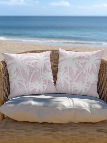 Tropical Palm Tree 16x16 Waterproof Outdoor Throw Pillows Set of 2 with Inserts, Vintage Lavender Exotic Botanical Plants Patio Decorative Cushions for Outdoor Furniture Sofa Porch Balcony - Image 6