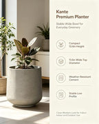 Kante 13.4" Tall Concrete Planter, Round Curved Flower Pot, Weathered - Image 3