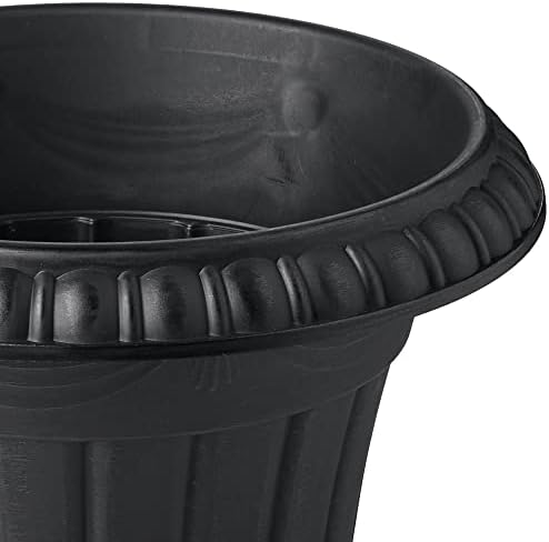 Arcadia Garden Products PL00BK Classic Traditional Plastic Urn Planter, 16” x 18”, Black - Image 3