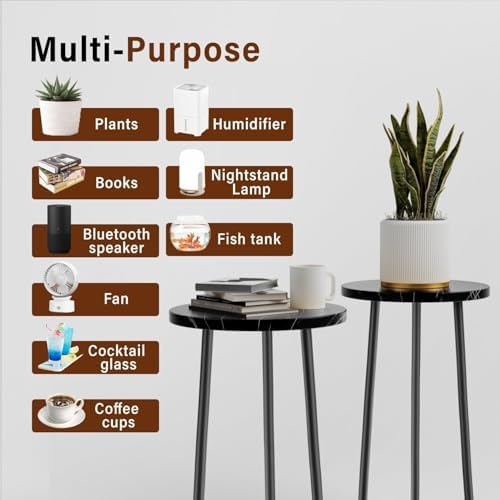 Plant Stand Indoor 2 Pack: Tall Plant Stand 20 Inch Convertible Multi-purpose Flowers Holder - Small Round Side End Table Mid Century Modern Decor - Plant Table for Home Decor - Image 6