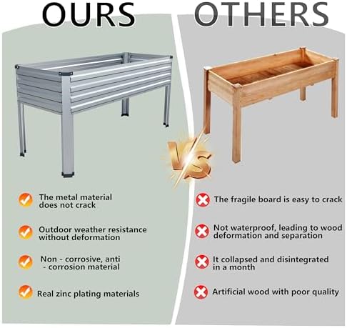 Vengarus 2PCS 48×18×30in Galvanized Raised Garden Bed Outdoor with Legs Set - Image 4