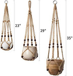 Mkono Set of 7 Macrame Plant Hangers Indoor 6 Different Size Hanging Planter Basket Flower Pot Holder 67"/46"//41"/35"/29"/23", Brown - Image 6