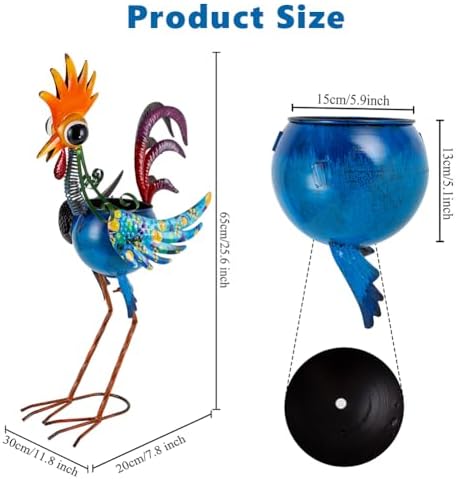 Planters for Outdoor Plants,25.6 Inch Tall Metal Yard Rooster Decor for Outdoor Plants, Weather-Resistant Flower Pots for Garden Patio Porch Decor - Image 3