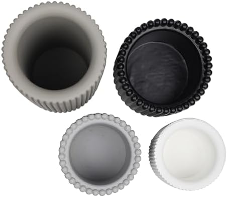 Eyely Anisa Modern Minimalist Handmade Concrete Fluted Cylinder Planter Set, Matte Monochrome Neutral (Set of 4) (NLP1004A-4SET) - Image 6