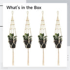 Wooden Beads Macrame Plant Hangers 39.4 in, Cotton Rope, 4 Pcs for Indoor & Outdoor, Small Succulent Pots Use - Image 3