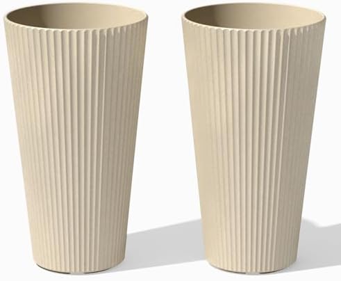 Veradek Demi Series Tall Planter - Tall Tapered Outdoor Planter with Shelf by VeradekOutdoor
